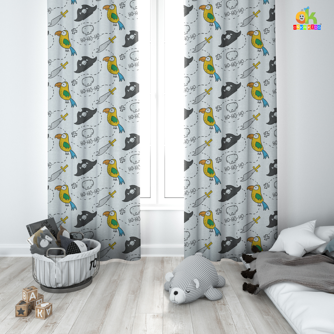 Orka Kids Door Curtain Pack of 2, (D20)